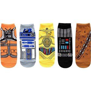 Star Wars Costume Suit Up Juniors/Womens 5 Pack Ankle Socks Size 4-10